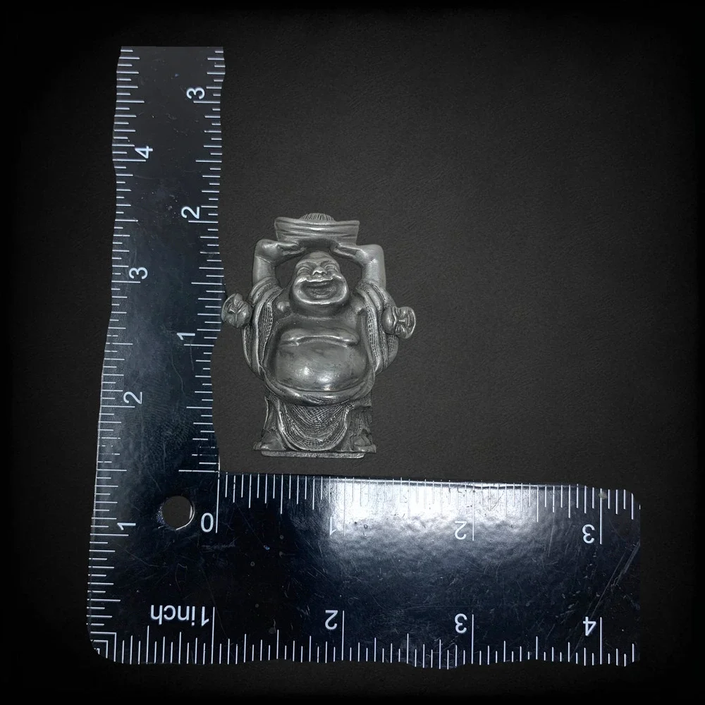 Vintage Torino Pewter Laughing Buddha Mini Trinket Box Hidden Compartment